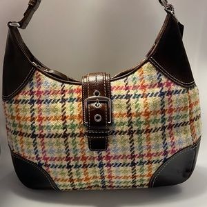 Coach Hampton Wool & Leather Hobo Shoulder Bag